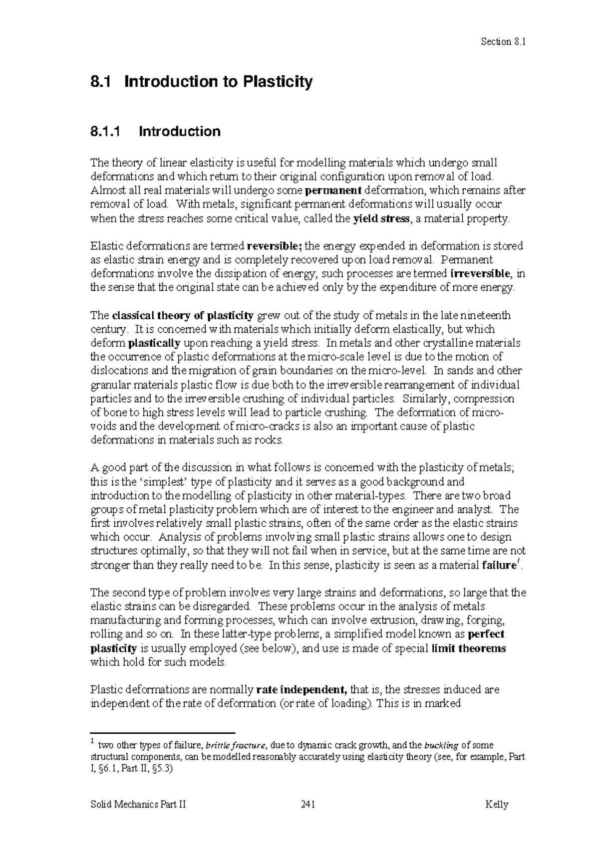 08 Plasticity Complete - 8 Introduction to Plasticity 8.1 Introduction ...