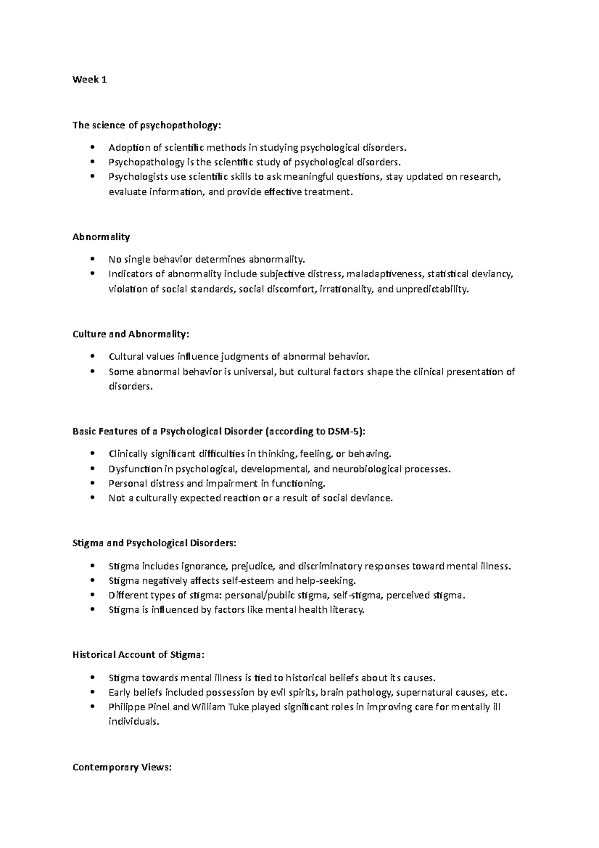 Psychopathology - Summary - Week 1 The science of psychopathology ...