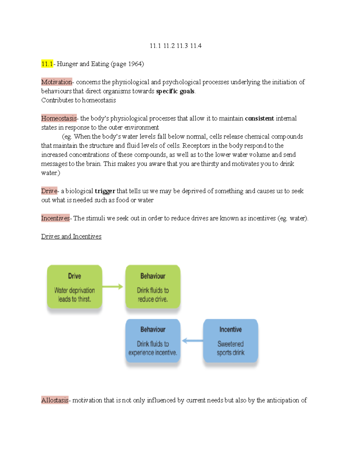Psych Week 7 Notes - 11 11 11 11. 11- Hunger and Eating (page 1964 ...