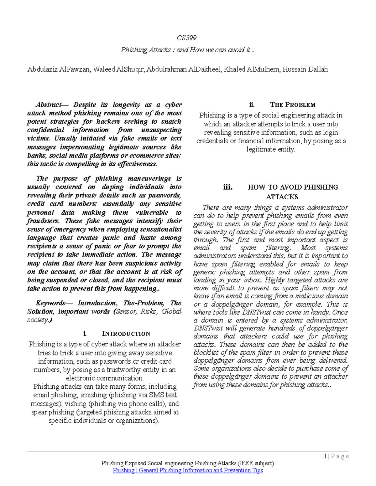 Phishing Attacks paper - CS Phishing Attacks : and How we can avoid it ...