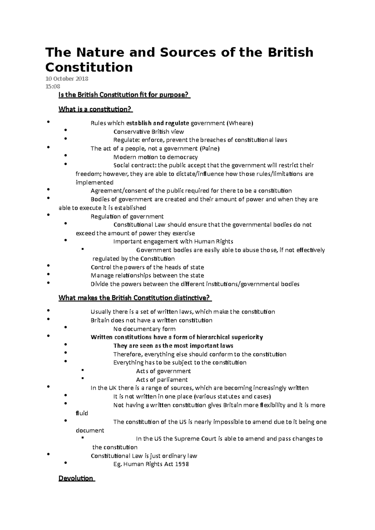 Nature and sources of the british constitution The Nature and Sources