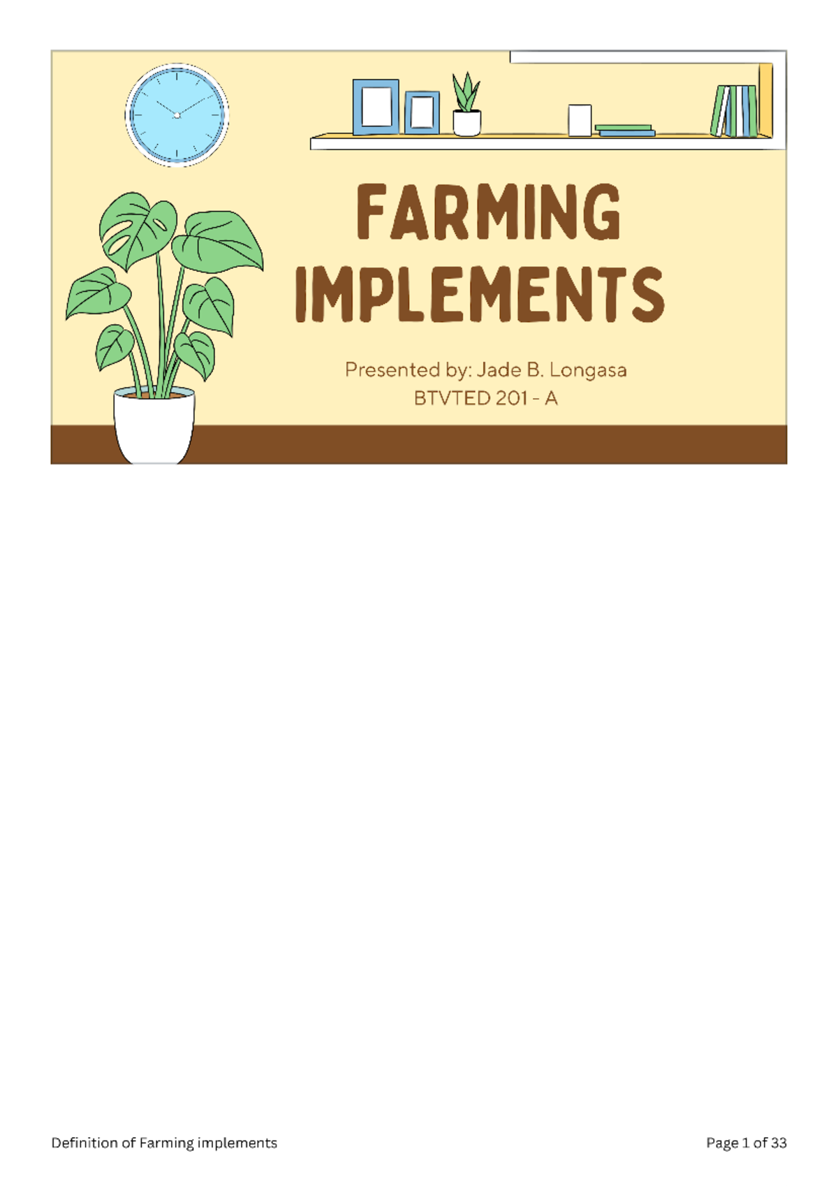 Definition of Farming implements - Tropical Farming System - Studocu