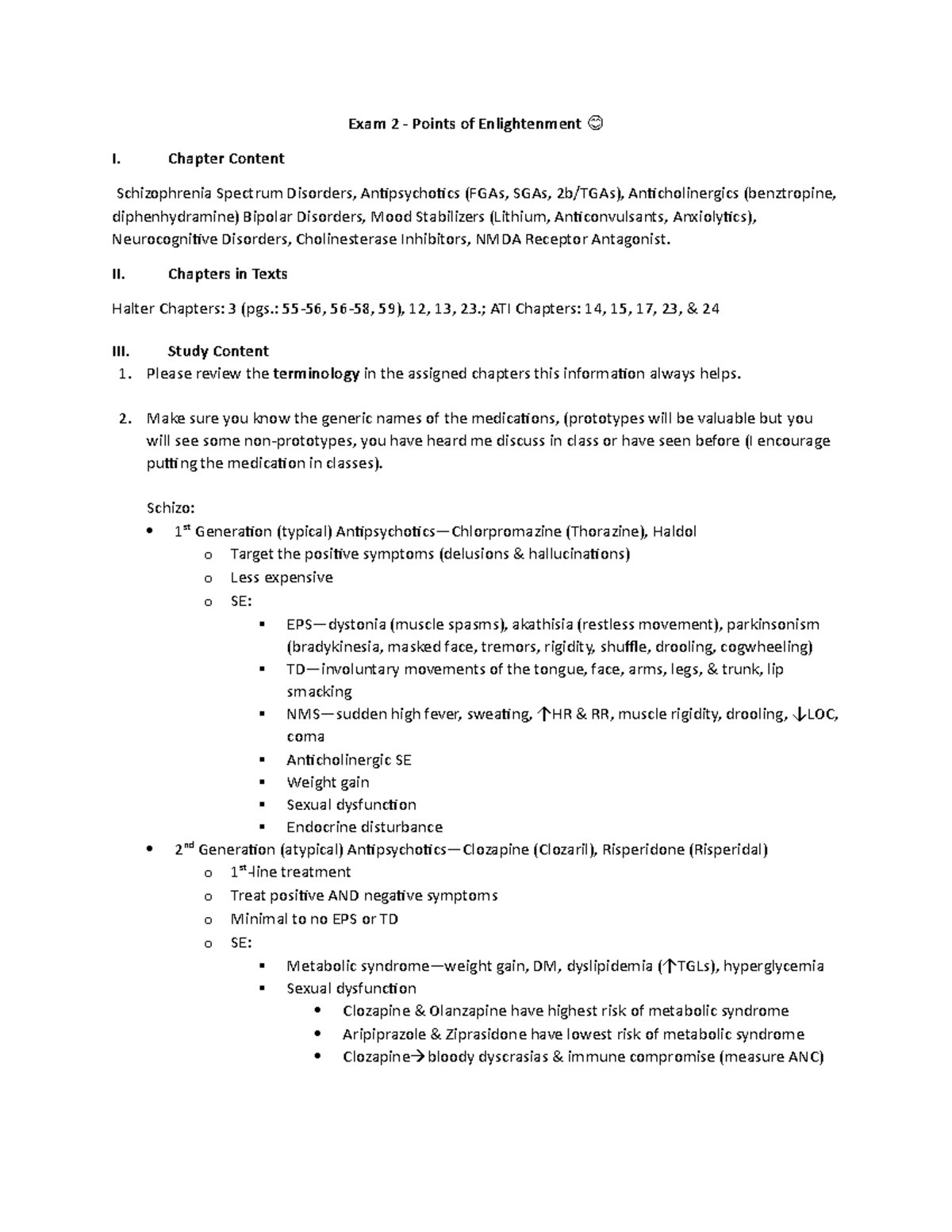 Psych Exam 2 Study Guide - Exam 2 - Points of Enlightenment I. Chapter ...
