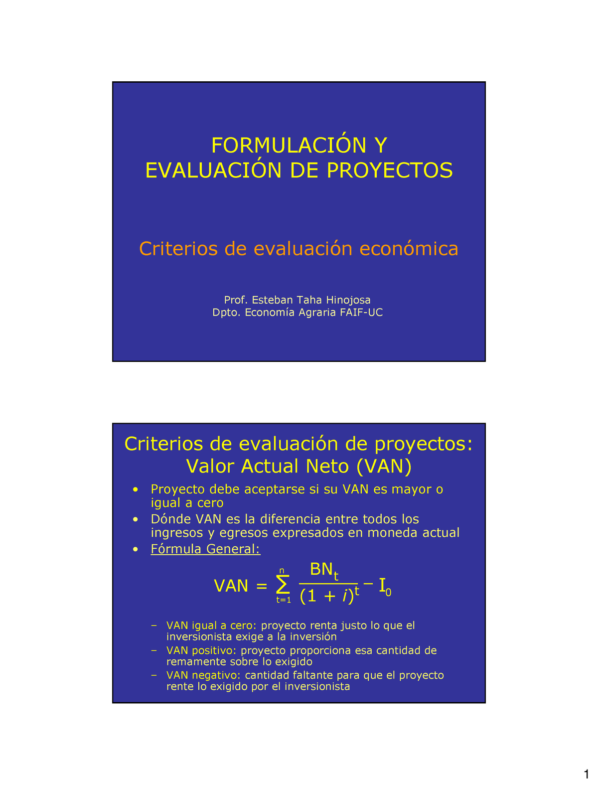 06 Criterios De Evaluación Económica - FORMULACI”N Y EVALUACI”N DE ...