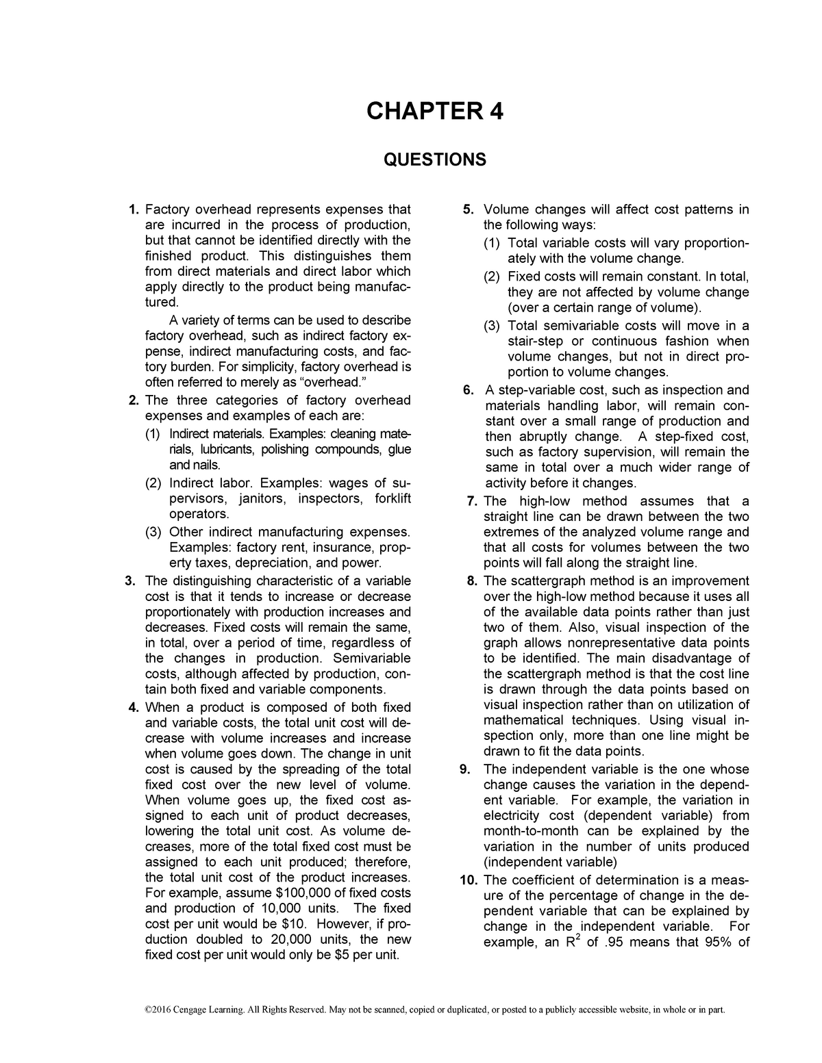 Chapter-4 Cost Test Bank For Cost Accouting Okay Test Bank For Cost ...