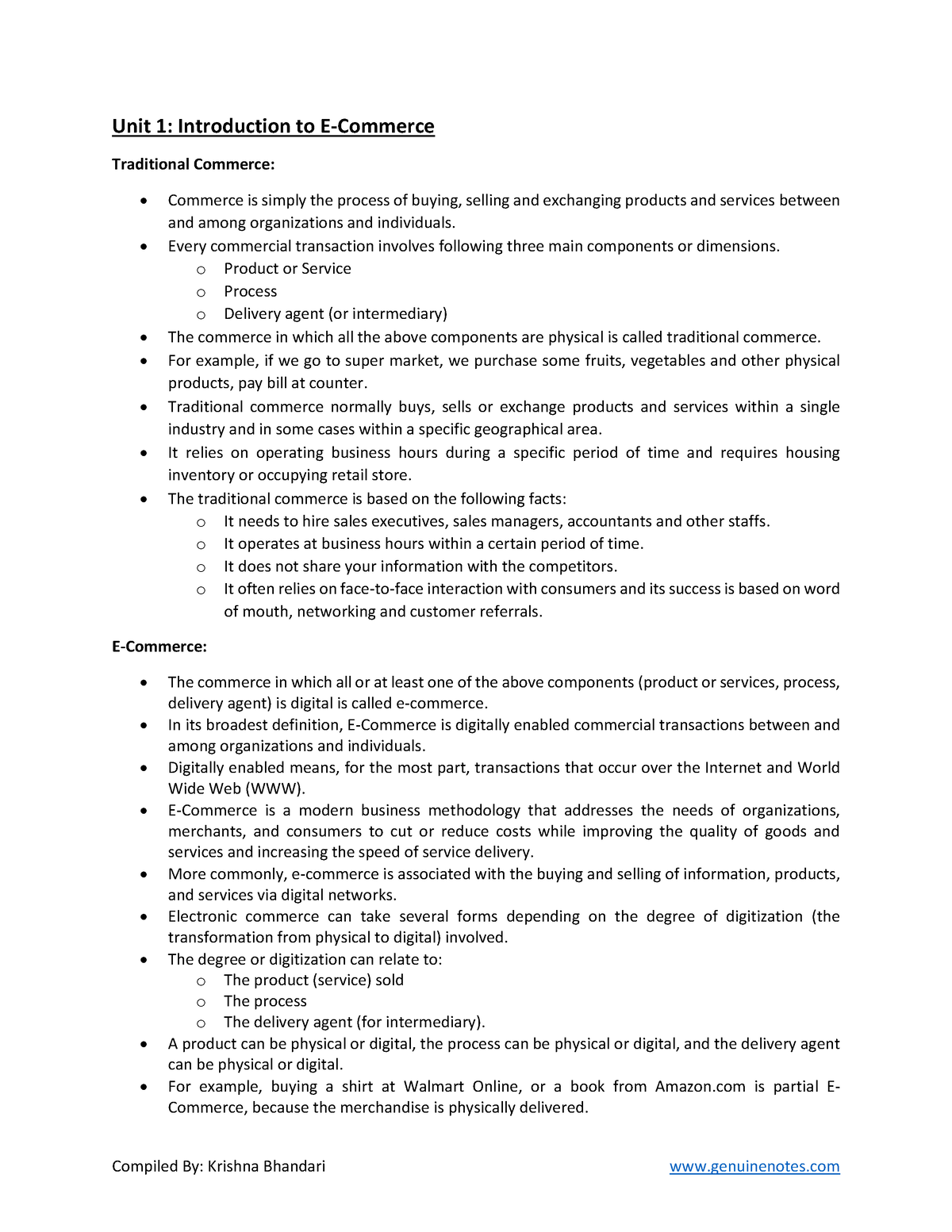 Unit 1 Introduction To E Commerce - Unit 1: Introduction To E-Commerce ...