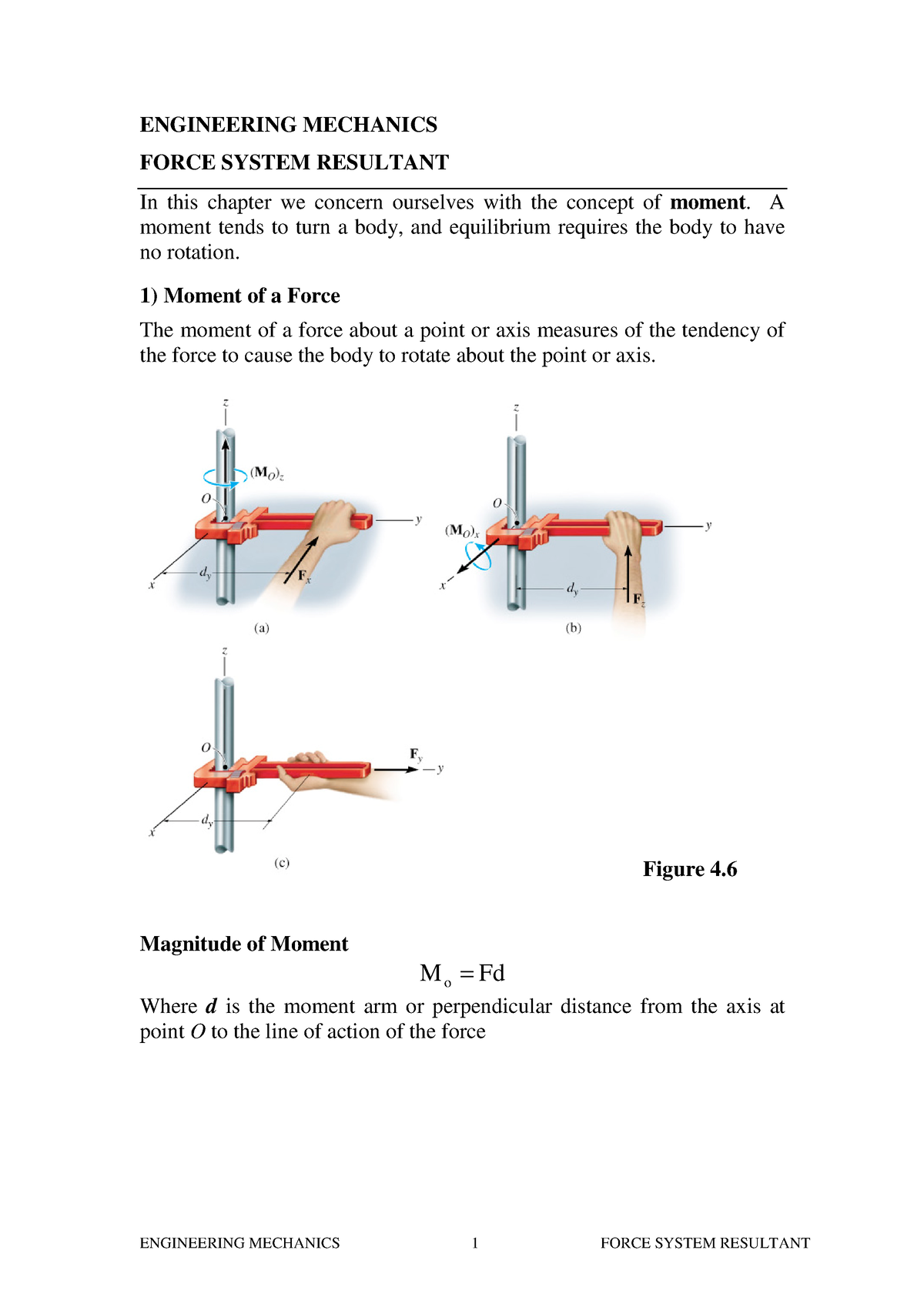 Engineering Mechanics Force System Resultant - ENGINEERING MECHANICS ...