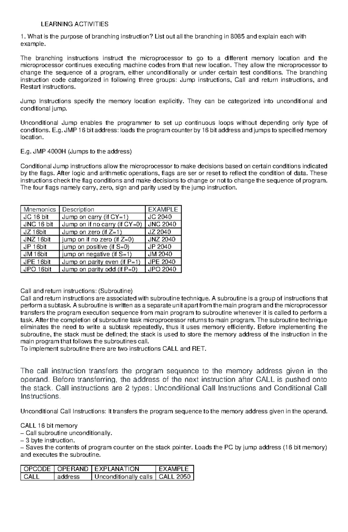 Microprocessor Activity 5 - LEARNING ACTIVITIES What is the purpose of ...