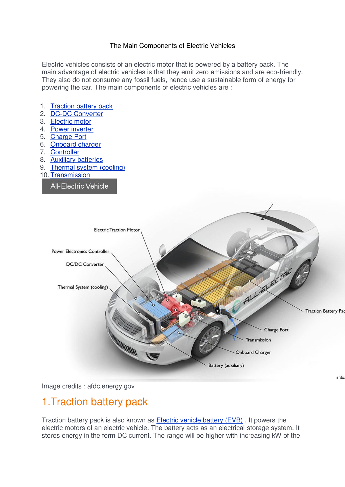 The Main Components Of Electric Vehicles The Main Components Of 