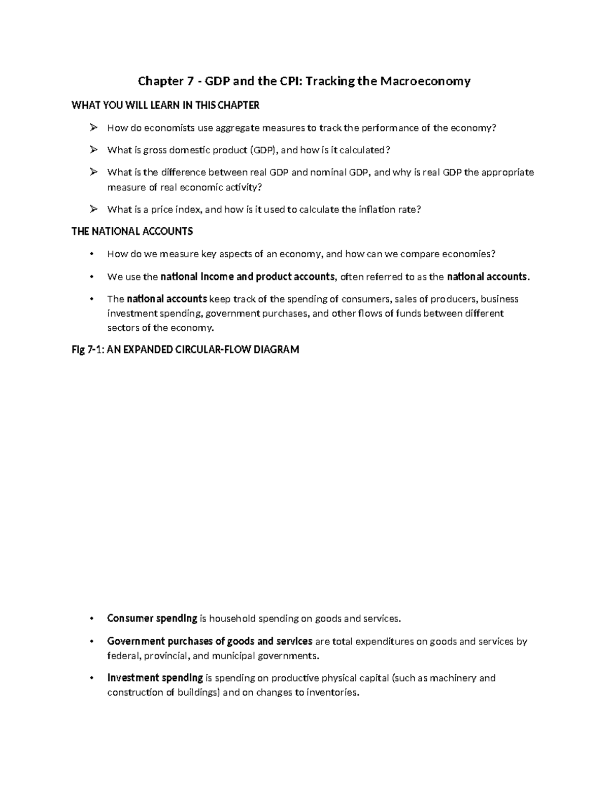 Notes - Chapter 7 - Chapter 7 - GDP and the CPI: Tracking the ...