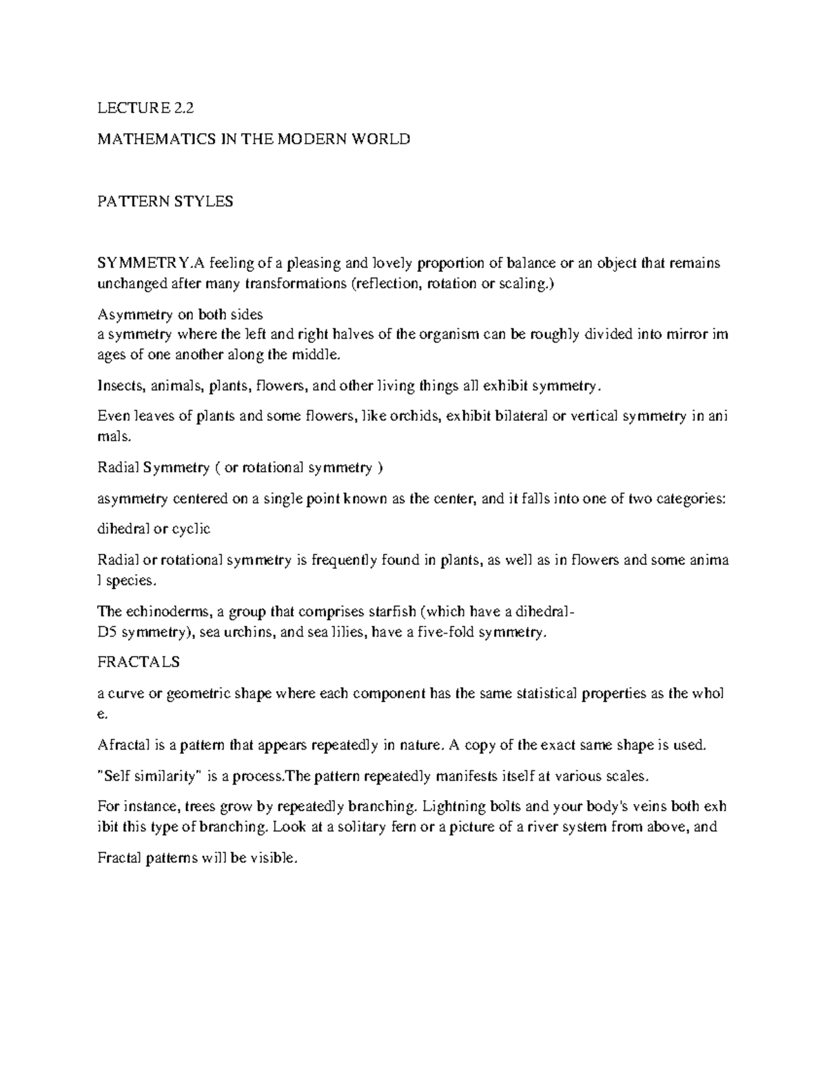 Lecture 2 - Mathematics in the Modern World - LECTURE 2. MATHEMATICS IN ...