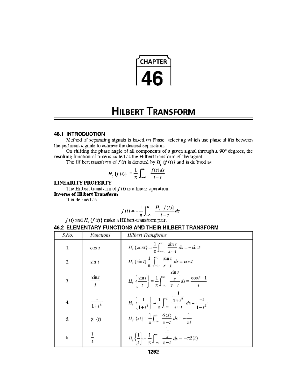 Higher Engg Maths- 46 - Hilbert transforms - Advanced Mathematics - Studocu