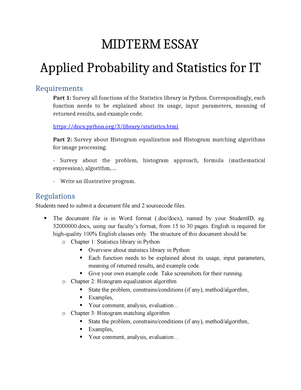 essay about statistics and probability