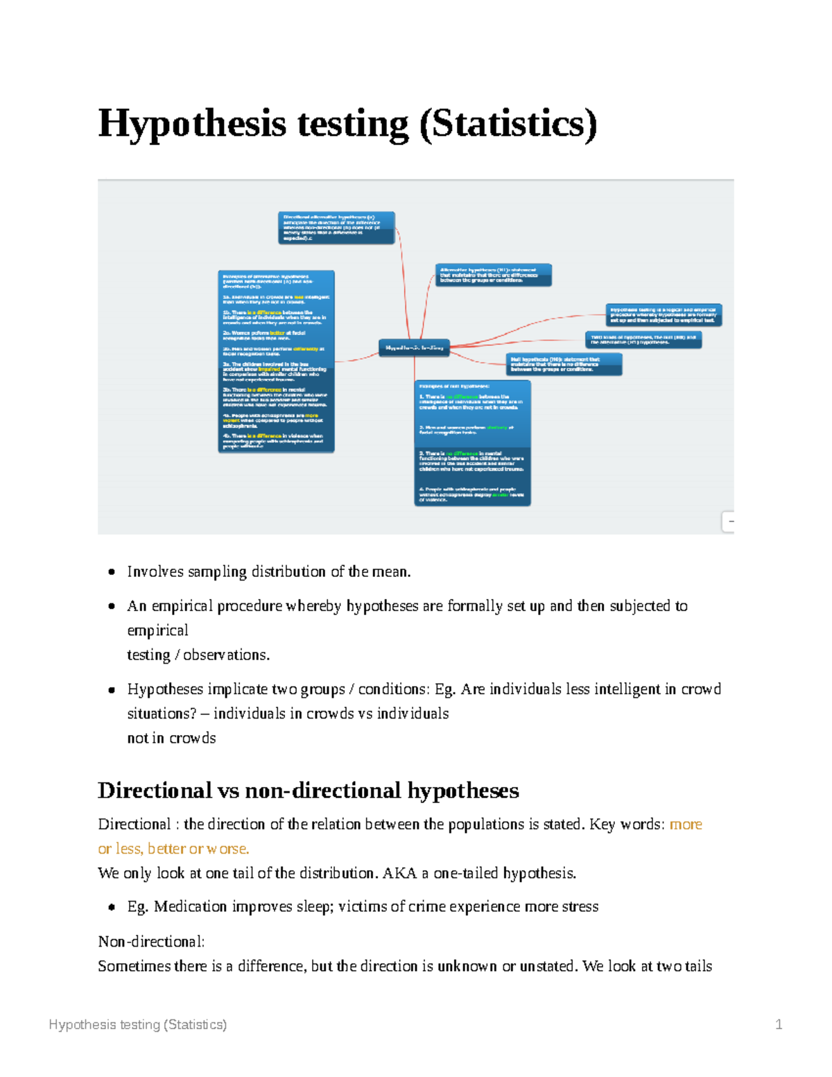 Hypothesis testing (Statistics) Hypothesis testing (Statistics) Involves sampling distribution