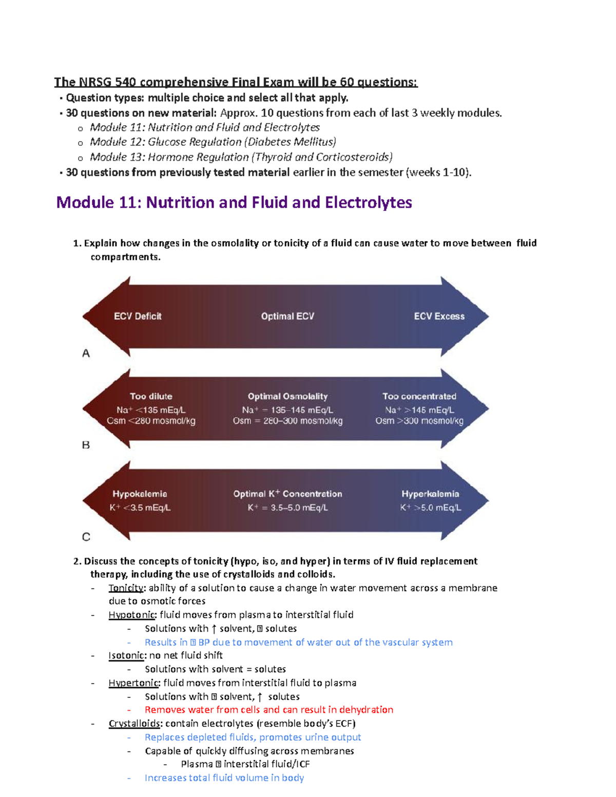 Study Guide enhanced - The NRSG 540 comprehensive Final Exam will be 60 
