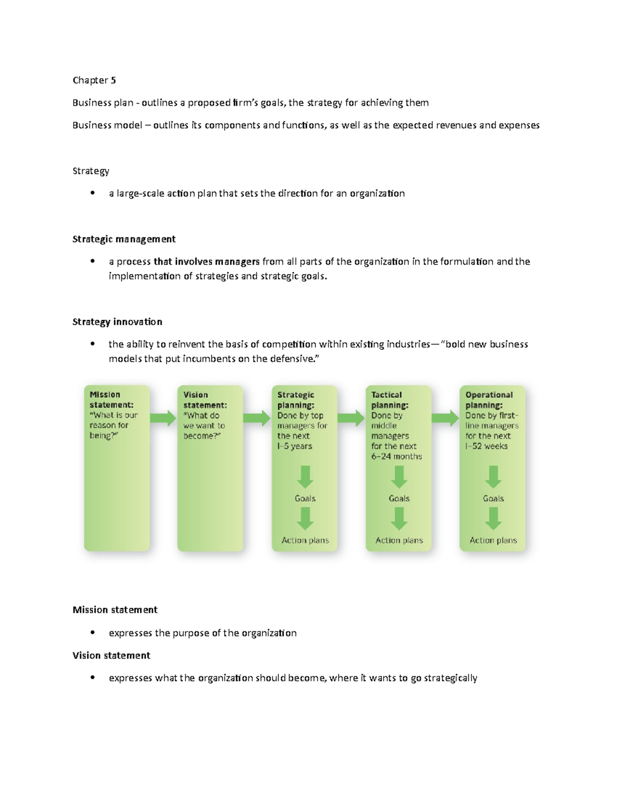 business plan chapter 5 example