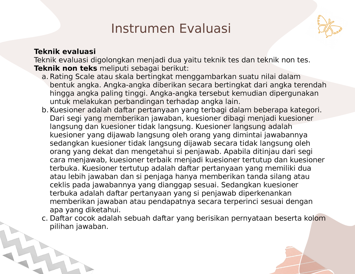 Instrumen Evaluasi - Strategi Belajar Mengajar - Instrumen Evaluasi ...