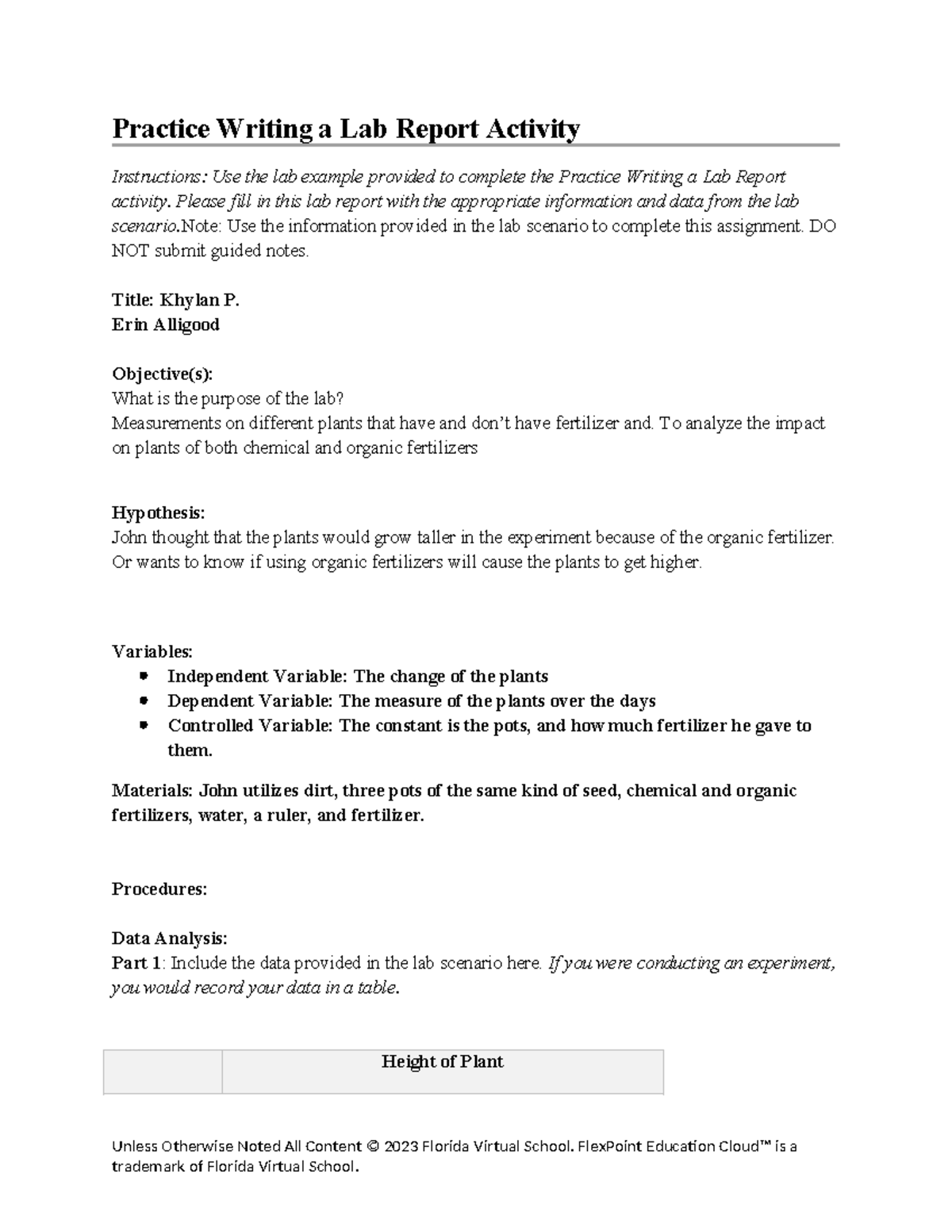 Practice writing a lab report - Practice Writing a Lab Report Activity ...