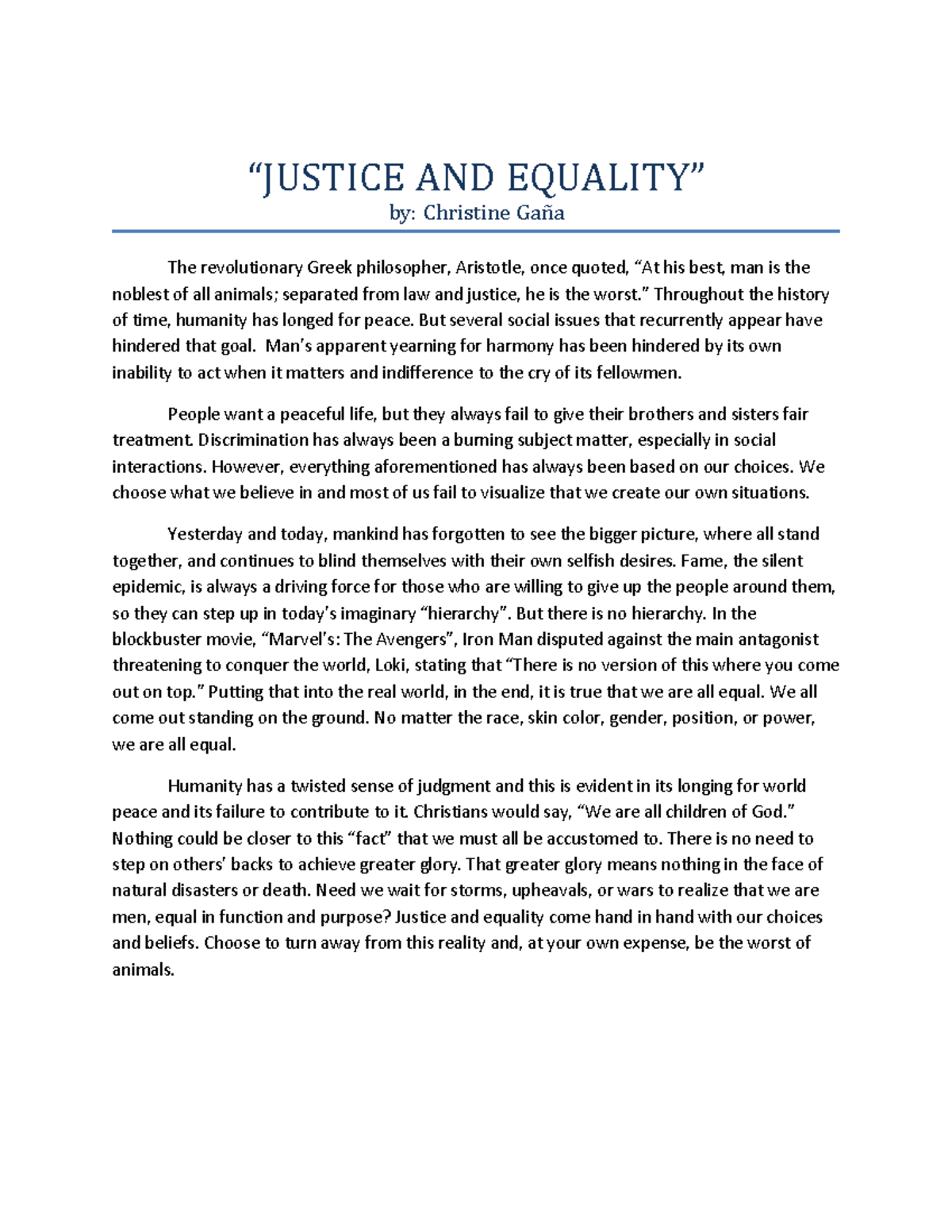 social justice and equality essay