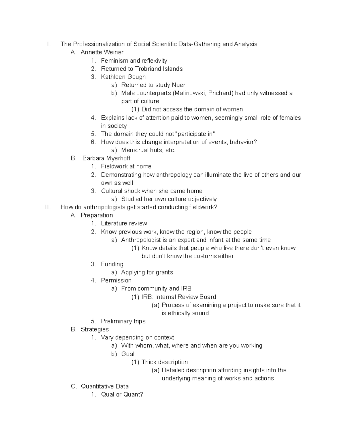 ANTH 1000 Chapter 4 Lecture Notes - I. The Professionalization of ...