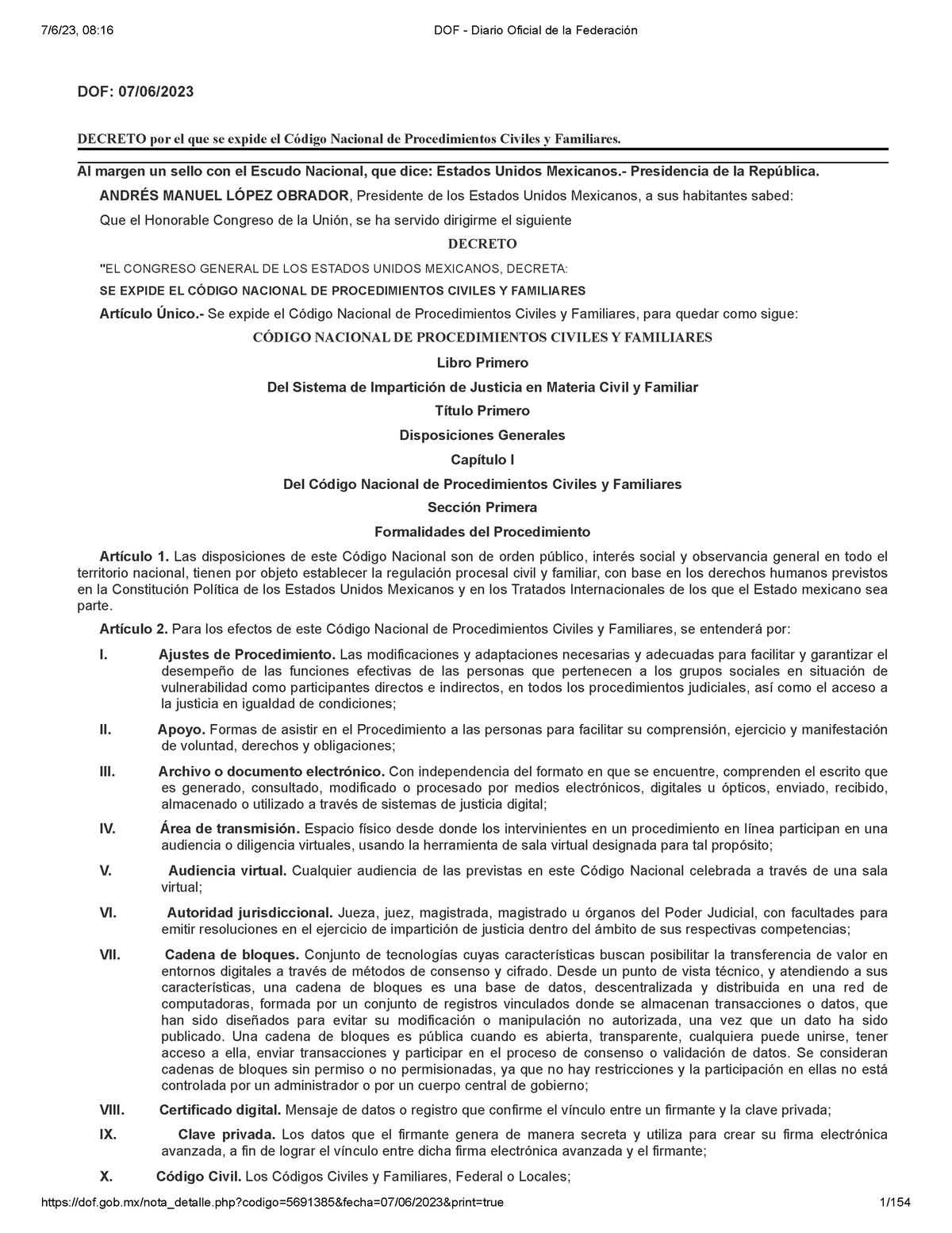 Código Nacional Procedimientos Civiles Y Familiares - Derecho Civil ...