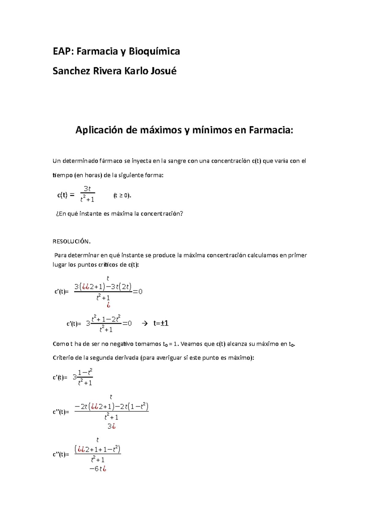 Aplicación De Las Matemáticas En Farmacia Eap Farmacia Y Sanchez Rivera Karlo De Y En