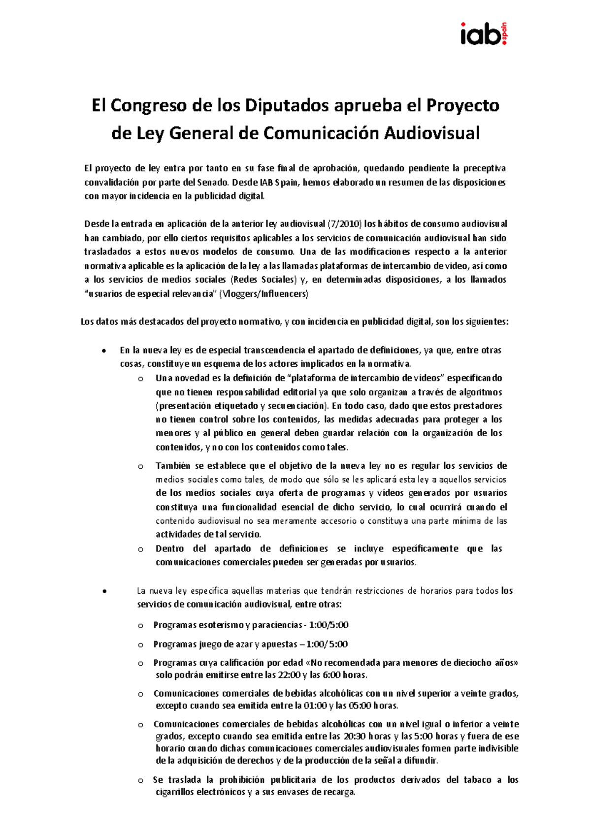 Proyecto ley general de comunicacion audiovisual def El Congreso de