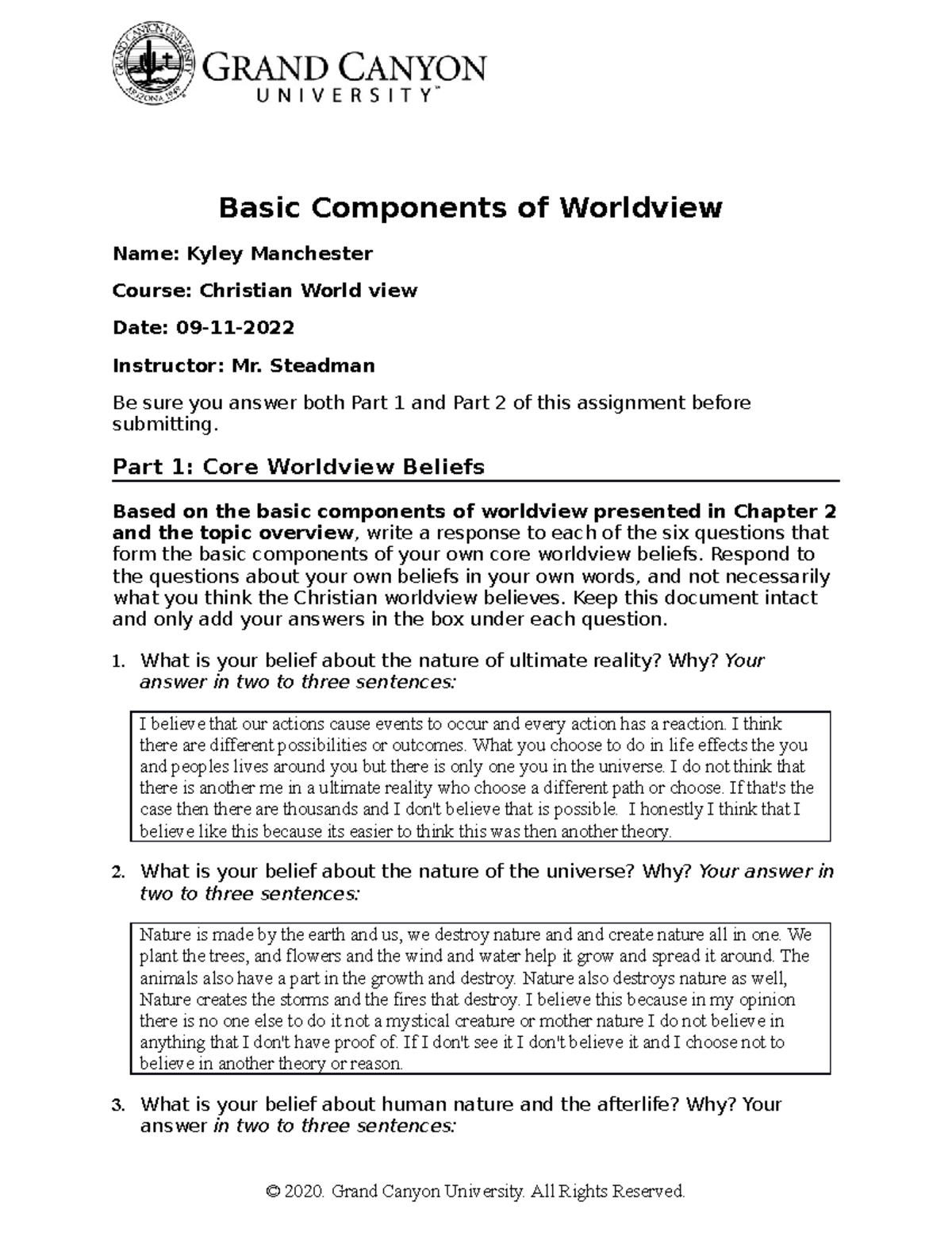 CWV-101-301-RS-T1Basic Components Of Worldview - Basic Components Of ...