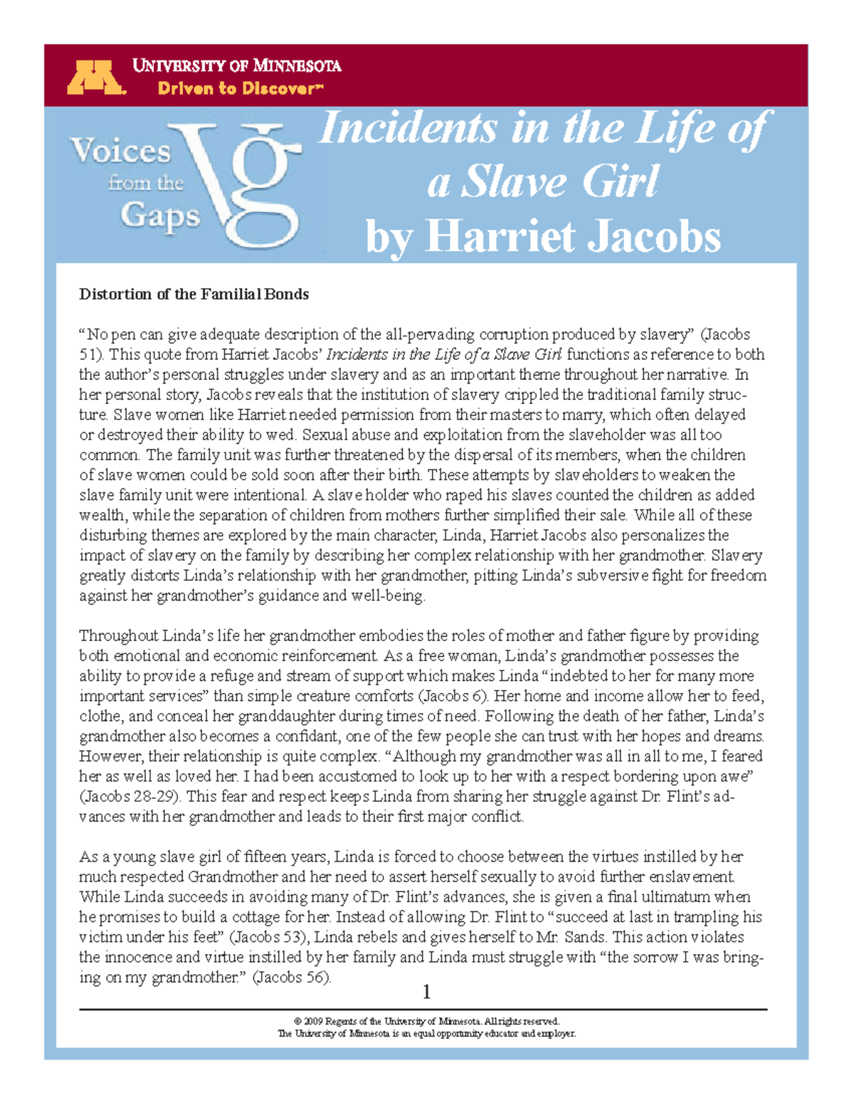 Incidents in the Life of a Slave Girl Review Incidents in the Life