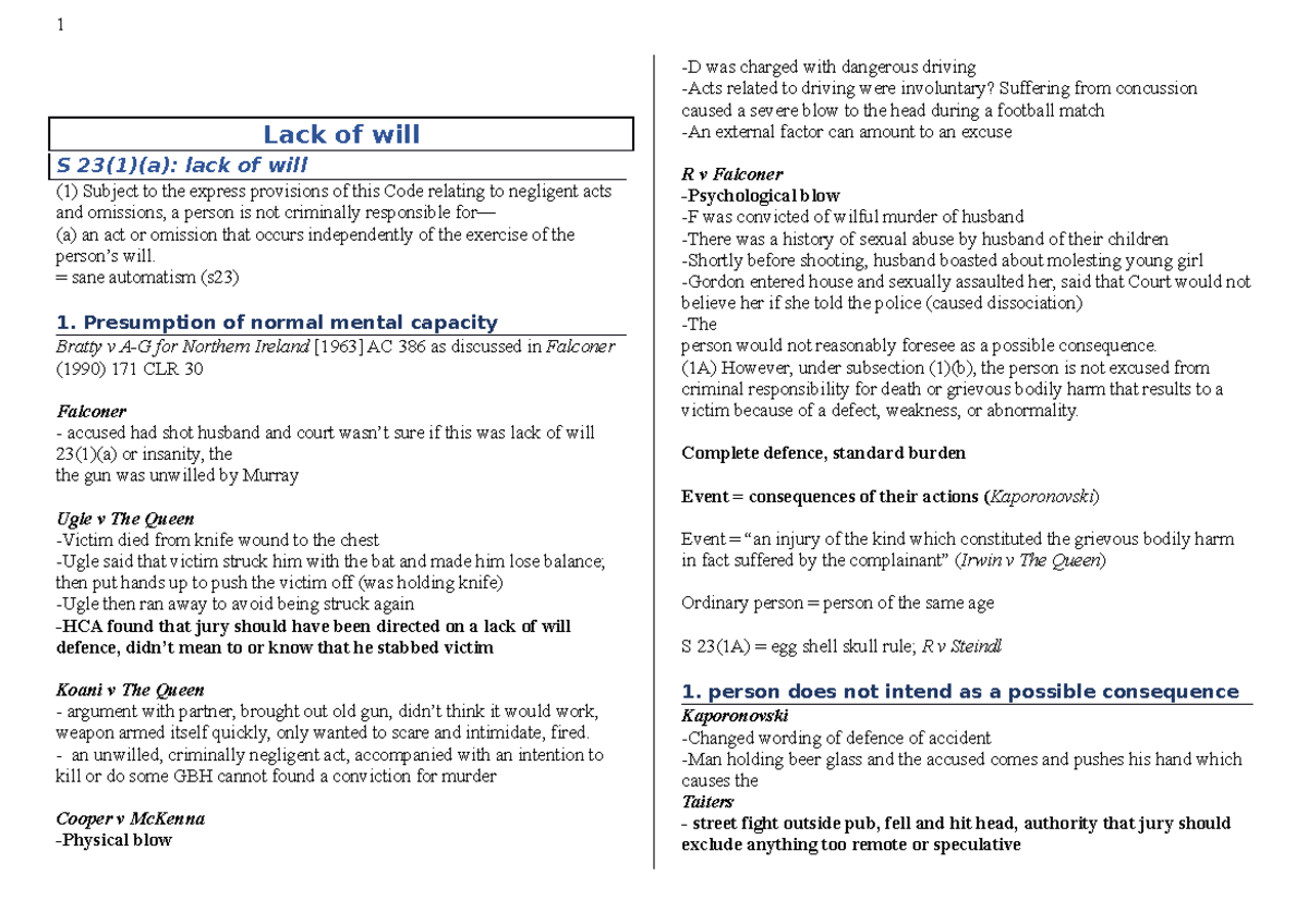 criminal-law-101-lack-of-will-s-23-1-a-lack-of-will-1-subject-to