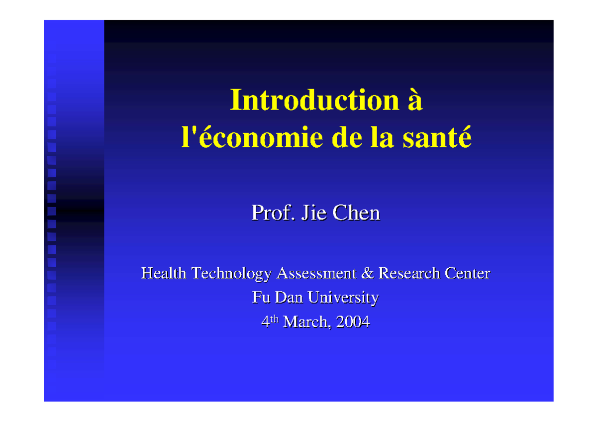 Economie Sante économie De La Santé Introduction à Léconomie De La