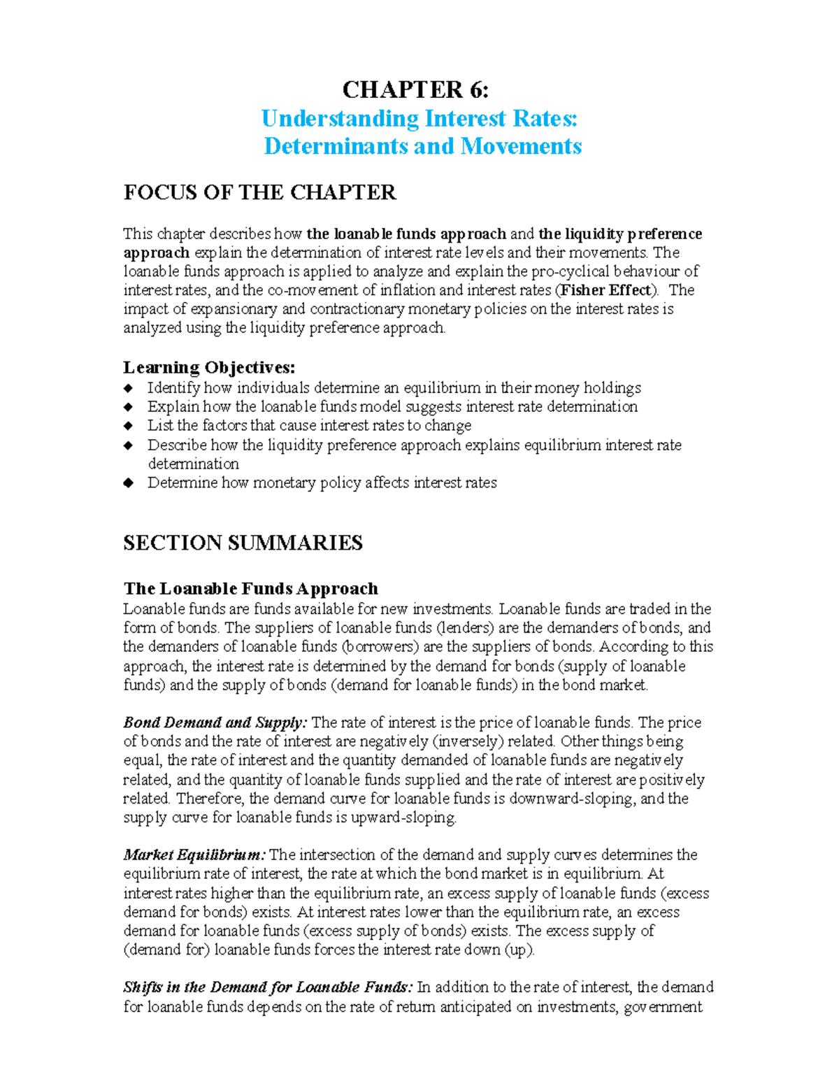 Ch06 Understanding Interest Rates Determinants and Movements - CHAPTER 