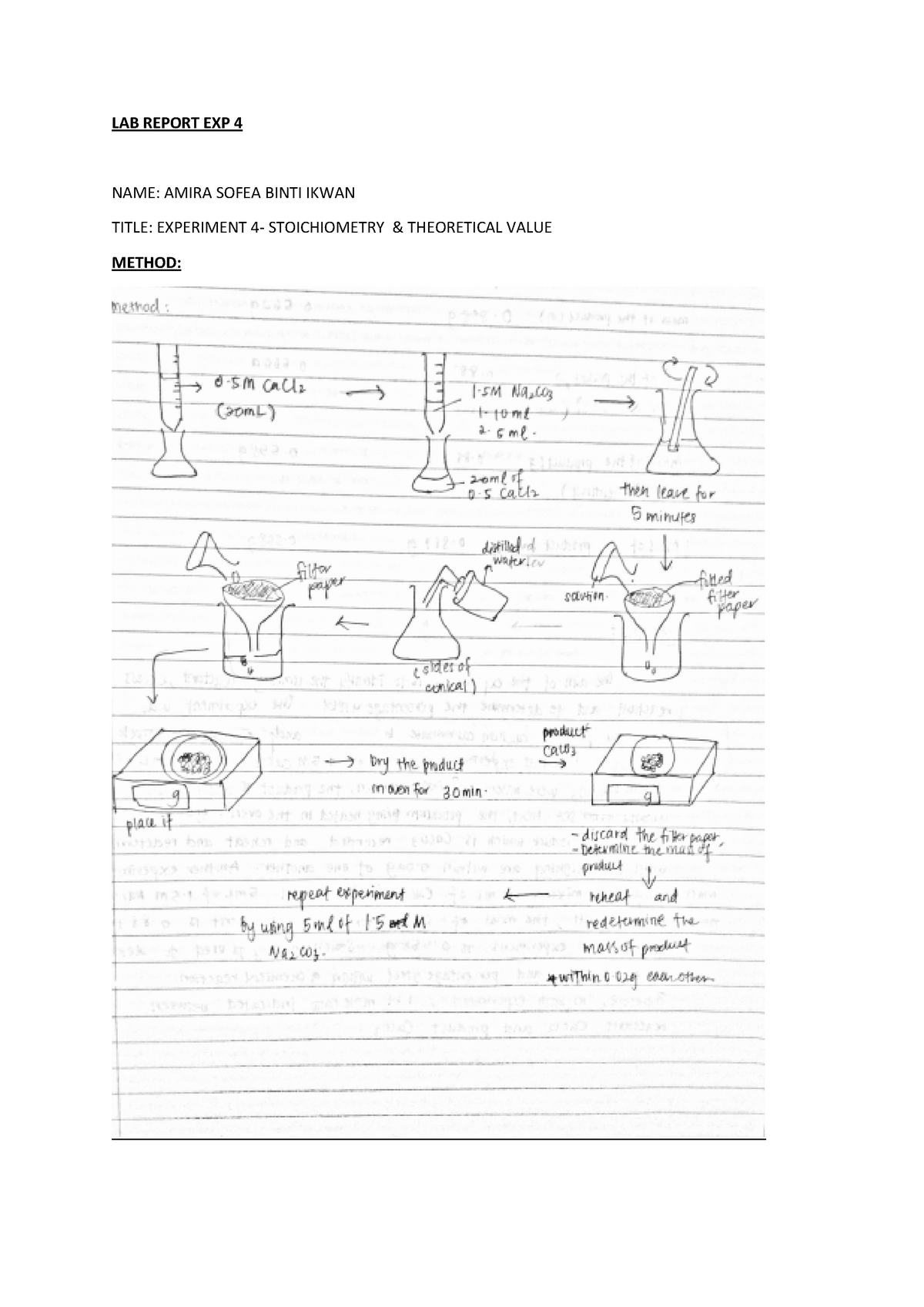 experiment 4 stoichiometry and theoretical yield