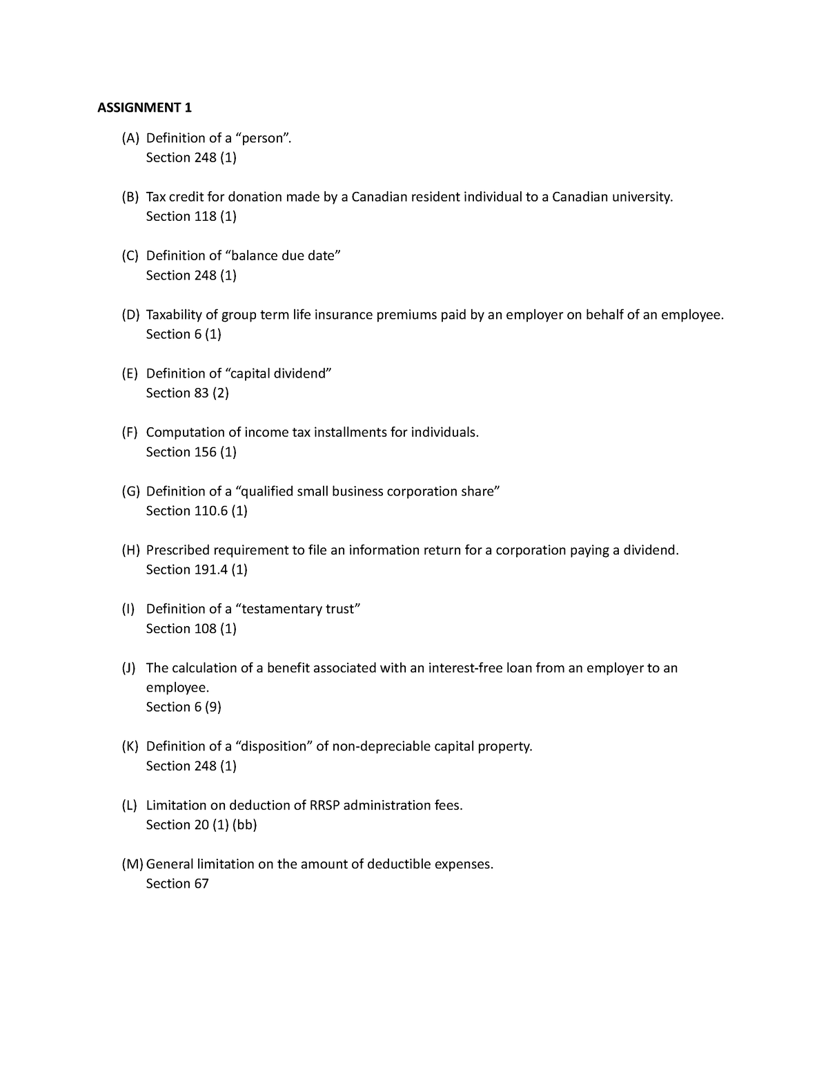 taxation assignment answers