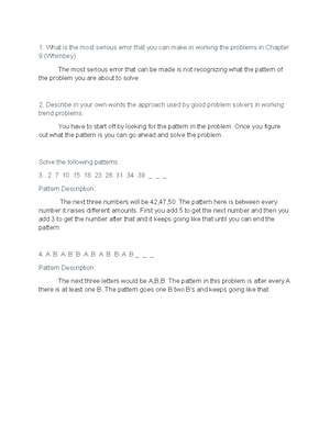 Problem Solving Notes Five - PROBLEM SOLVING NOTES FIVE: SUMMARY OF ...