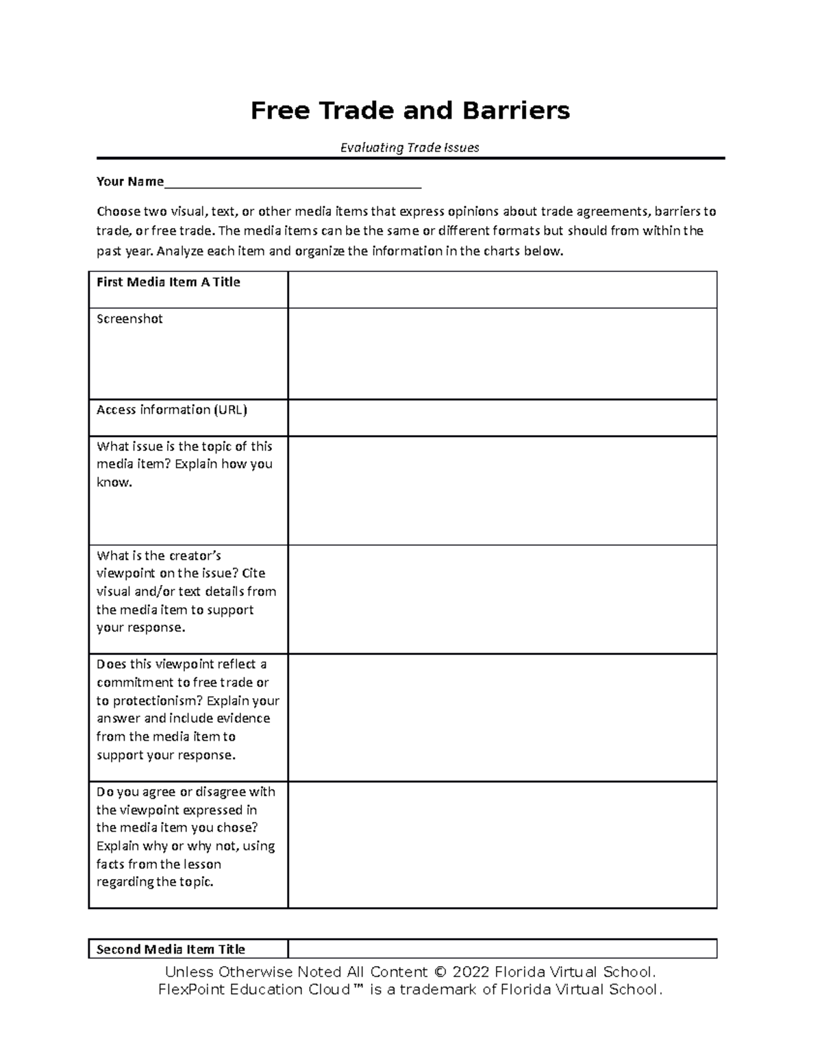 Free trade and barriers assignment template Free Trade and Barriers