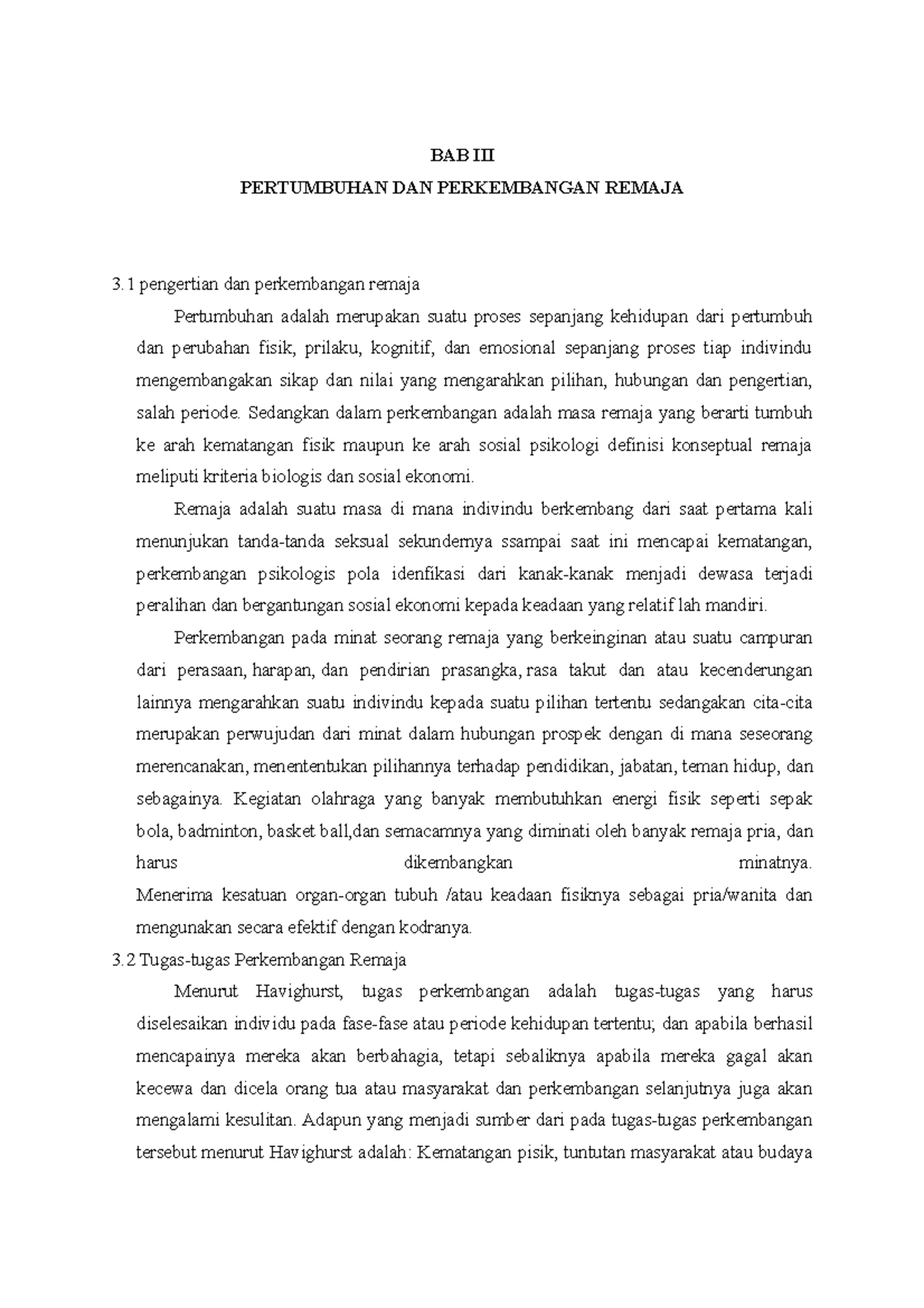 BAB III - Pertumbuhan DAN Perkembangan Remaja - BAB III PERTUMBUHAN DAN ...