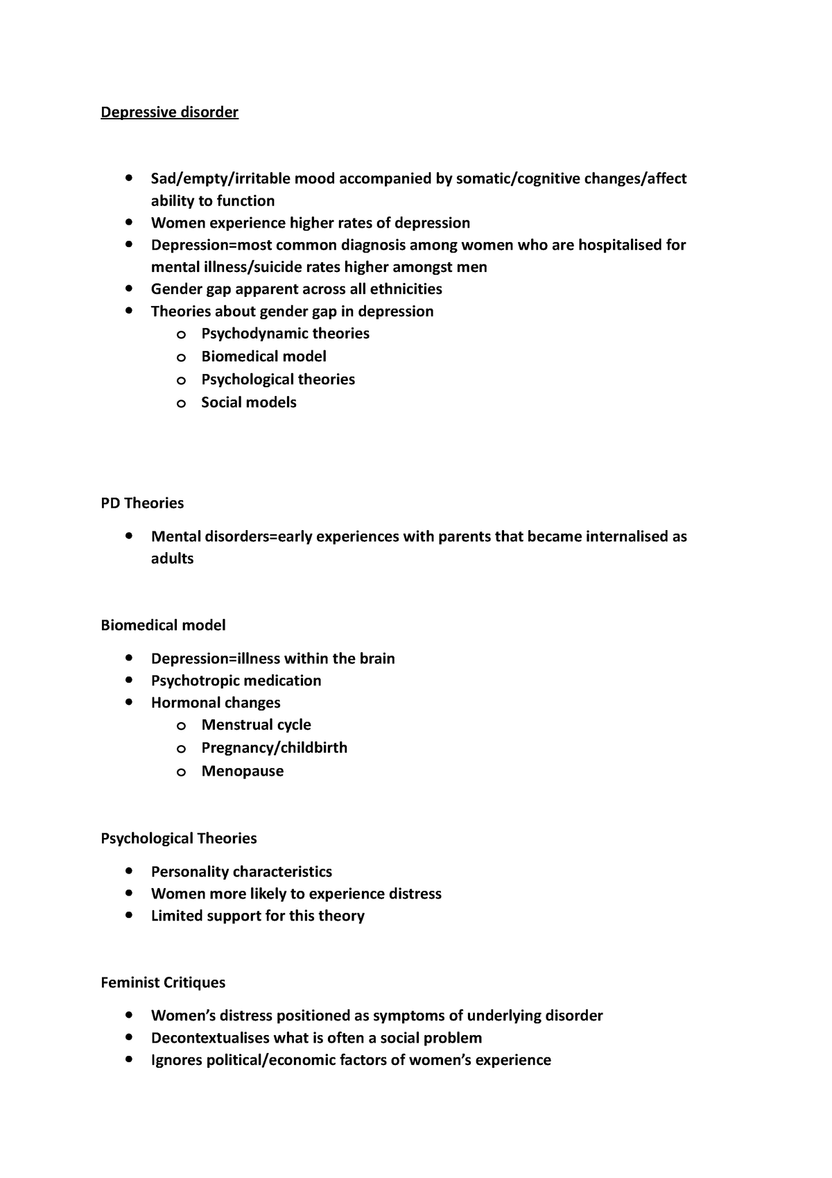 Clinical Psychology - Depressive disorder Sad/empty/irritable mood ...