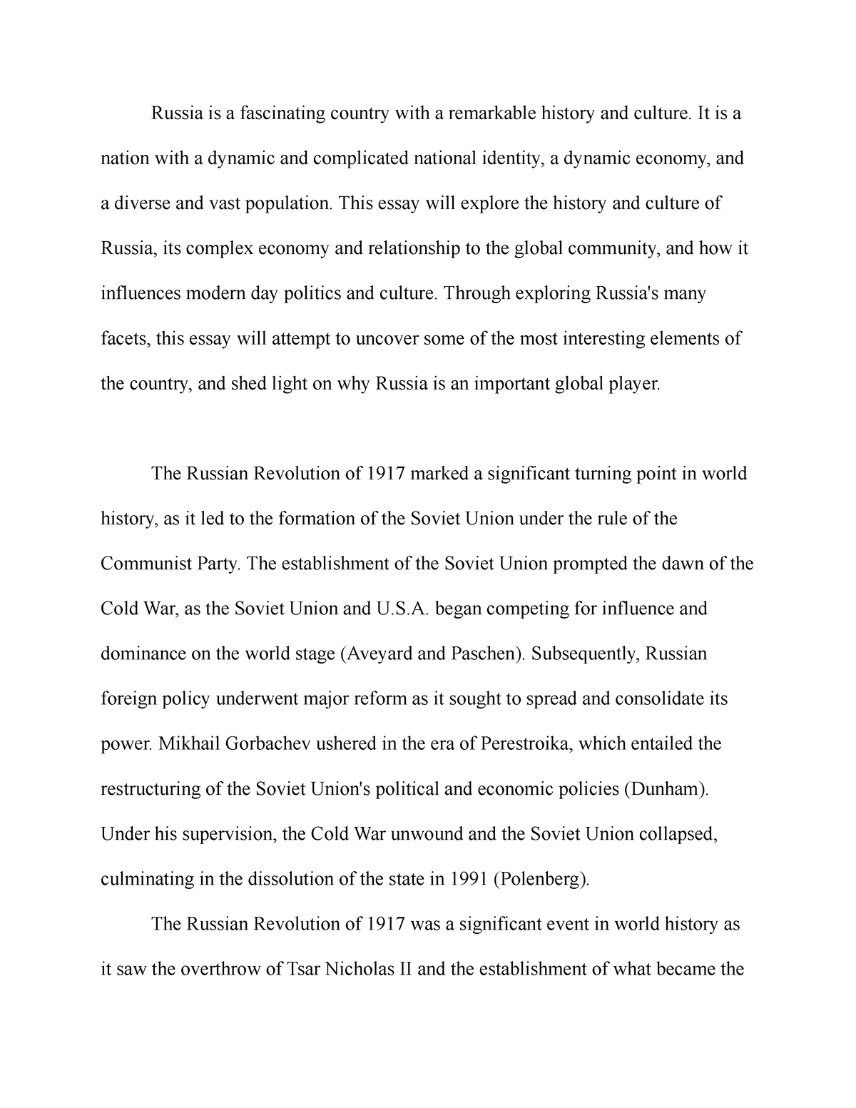 essay about russia