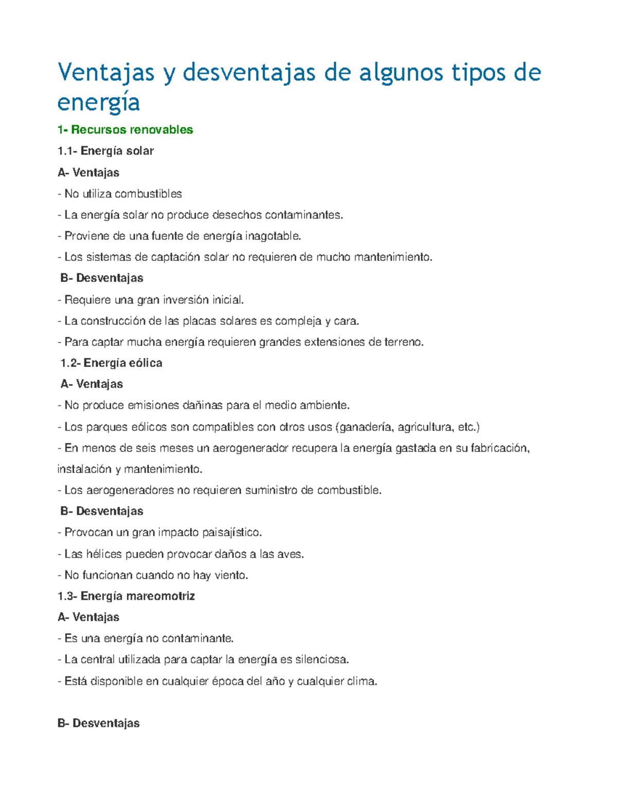 BIV Act 5 Ventajas Y Desventajas De Algunos Tipos De Energía - Ventajas ...