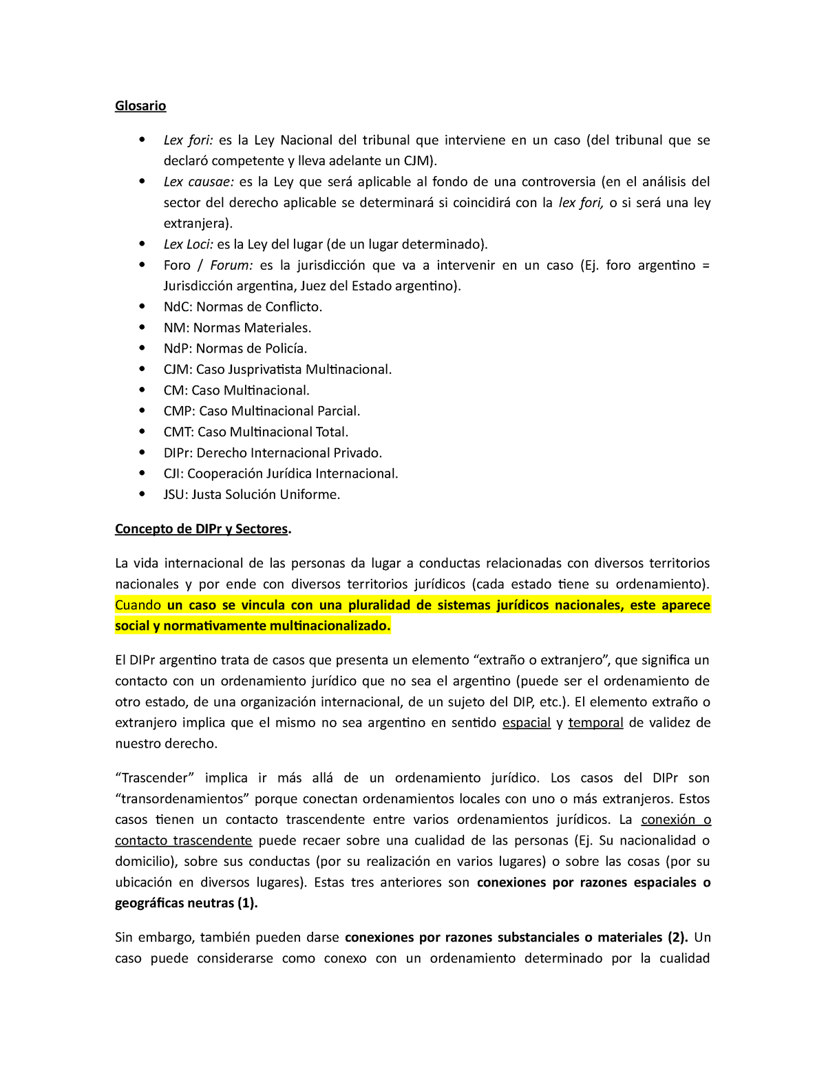 Resumen Completo Dipr Glosario Lex Fori Es La Ley Nacional Del