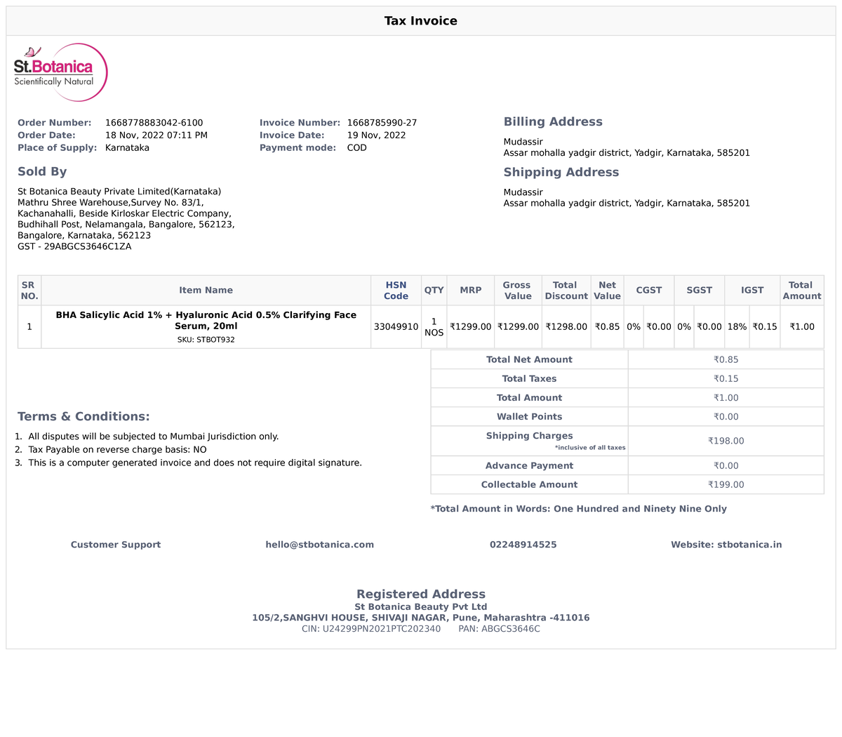 St Botanica Invoice 1668785990-27 - Tax Invoice Order Number ...