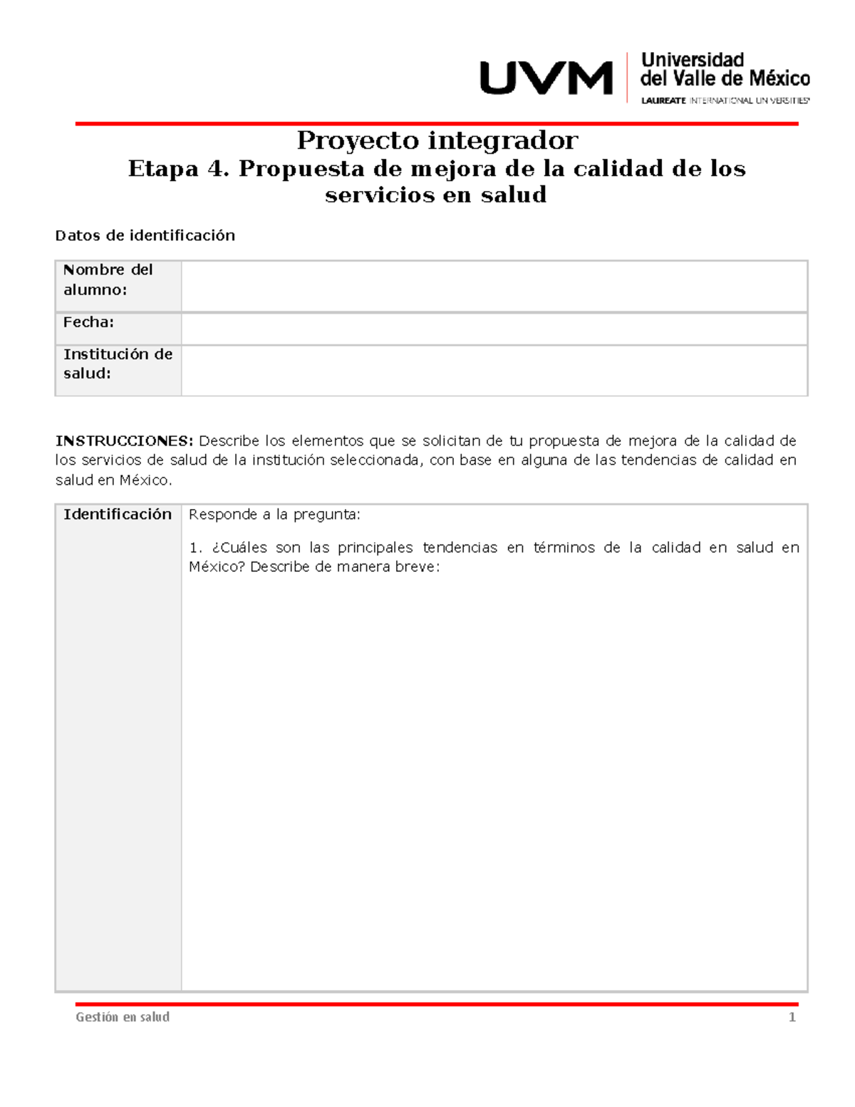 U6 Propuesta de mejora de la calidad de los servicios de salud ...