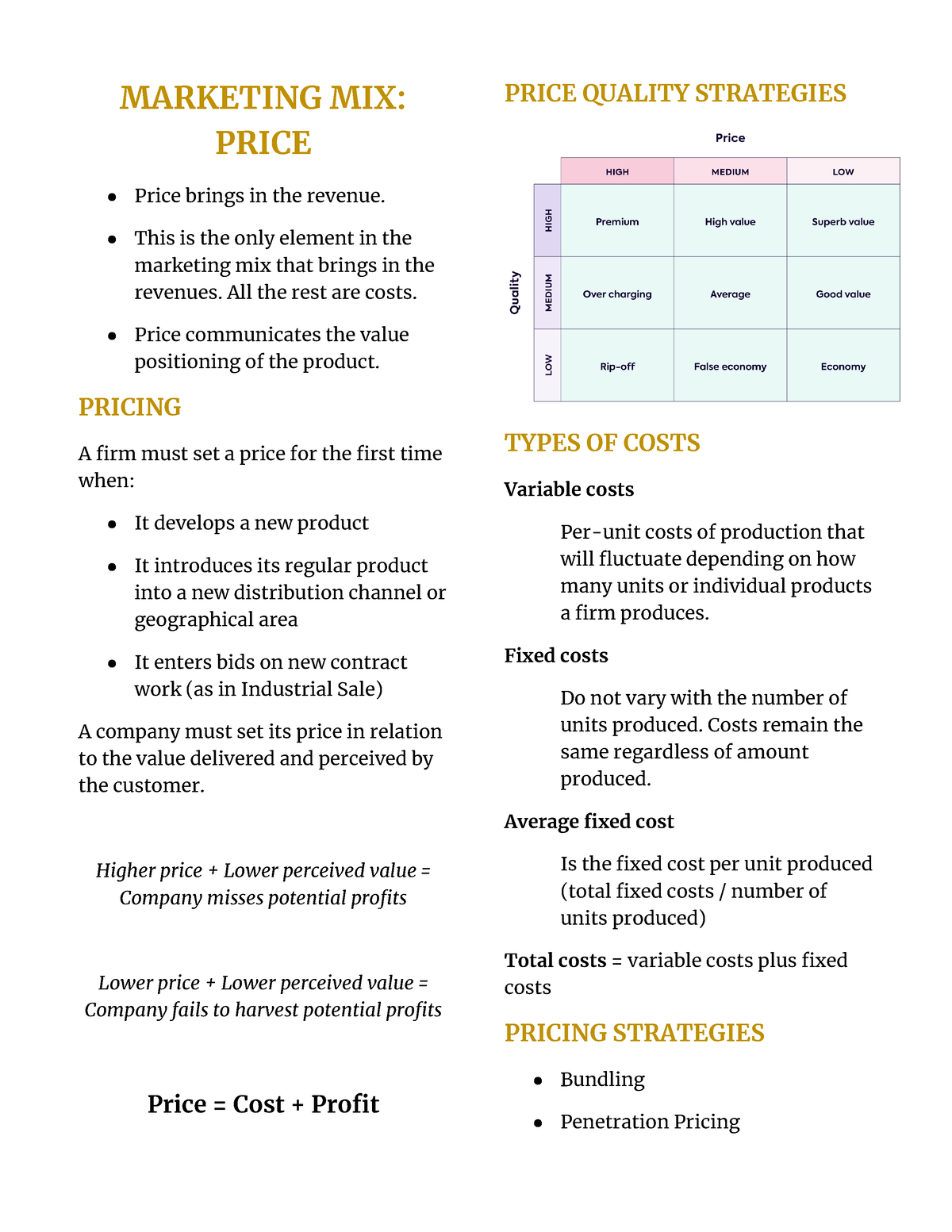 marketing mix price case study