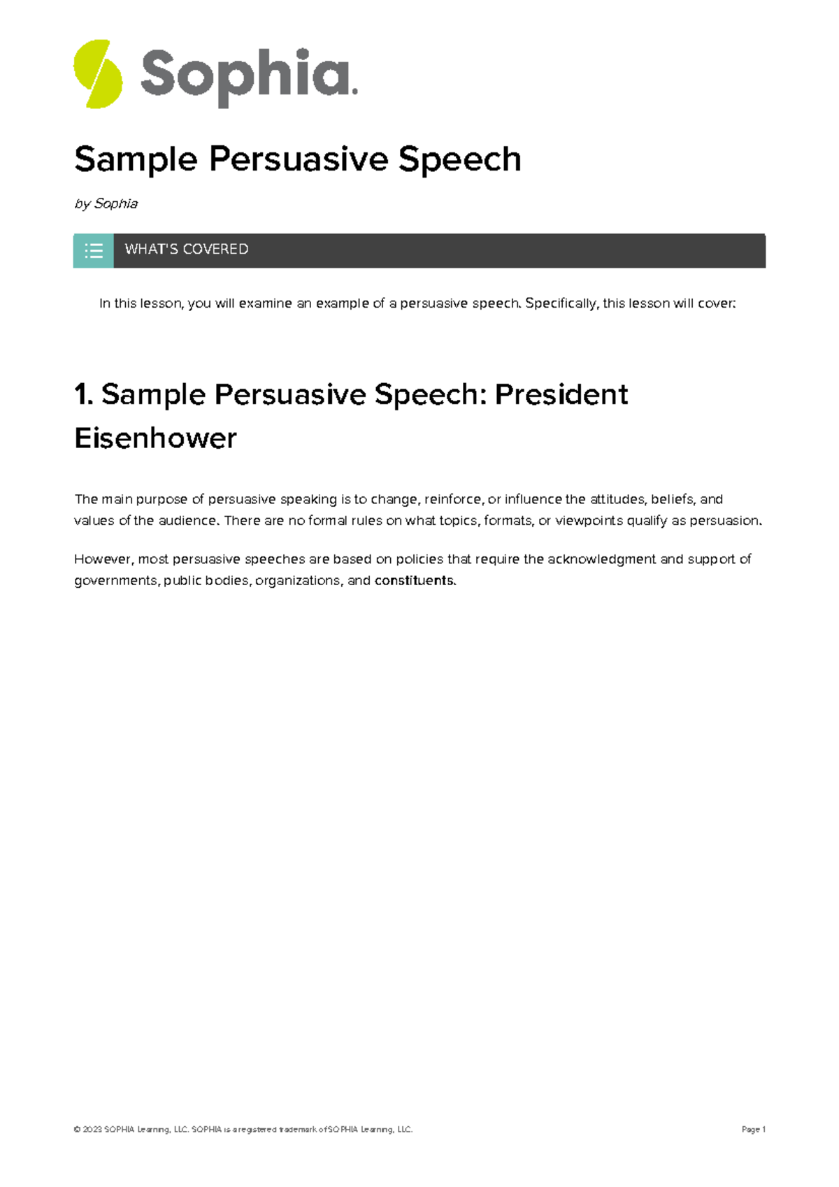 Sample Persuasive Speech Sample Persuasive Speech By Sophia In This