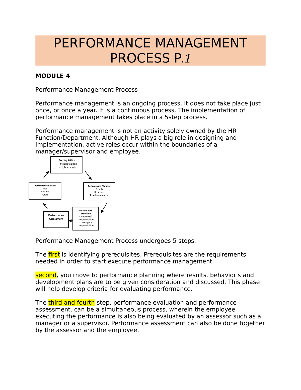 Performance Management Process P module 4 - PERFORMANCE MANAGEMENT ...