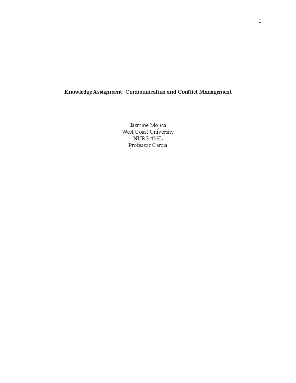 knowledge assignment communication and conflict management