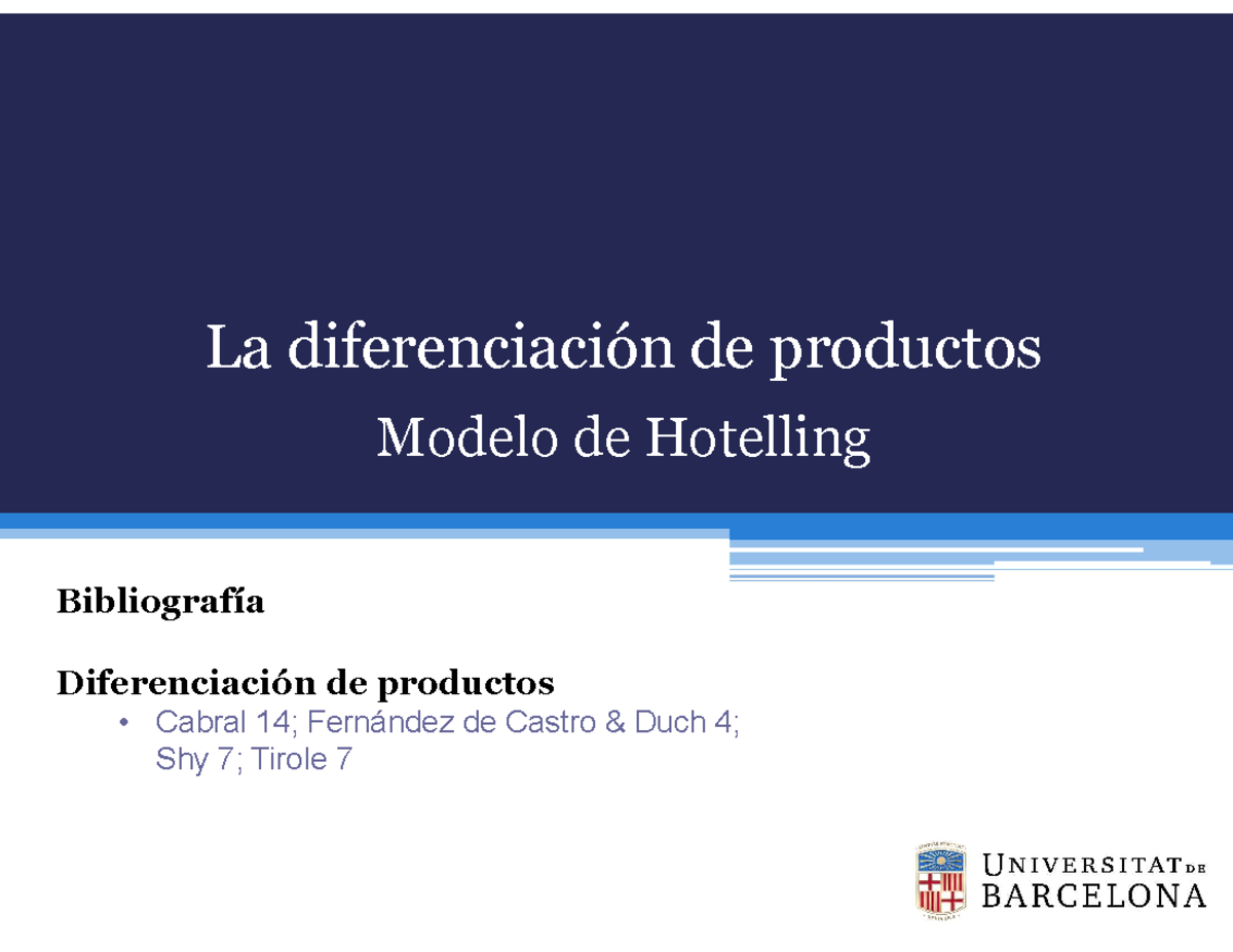 6.2.1. Model de Hotelling. Costos quadràtics - La diferenciación de ...