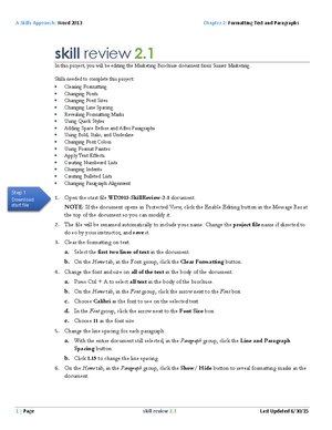 EX2013 Skill Review 1 1 instructions - A Skills Approach: Excel 2013 ...