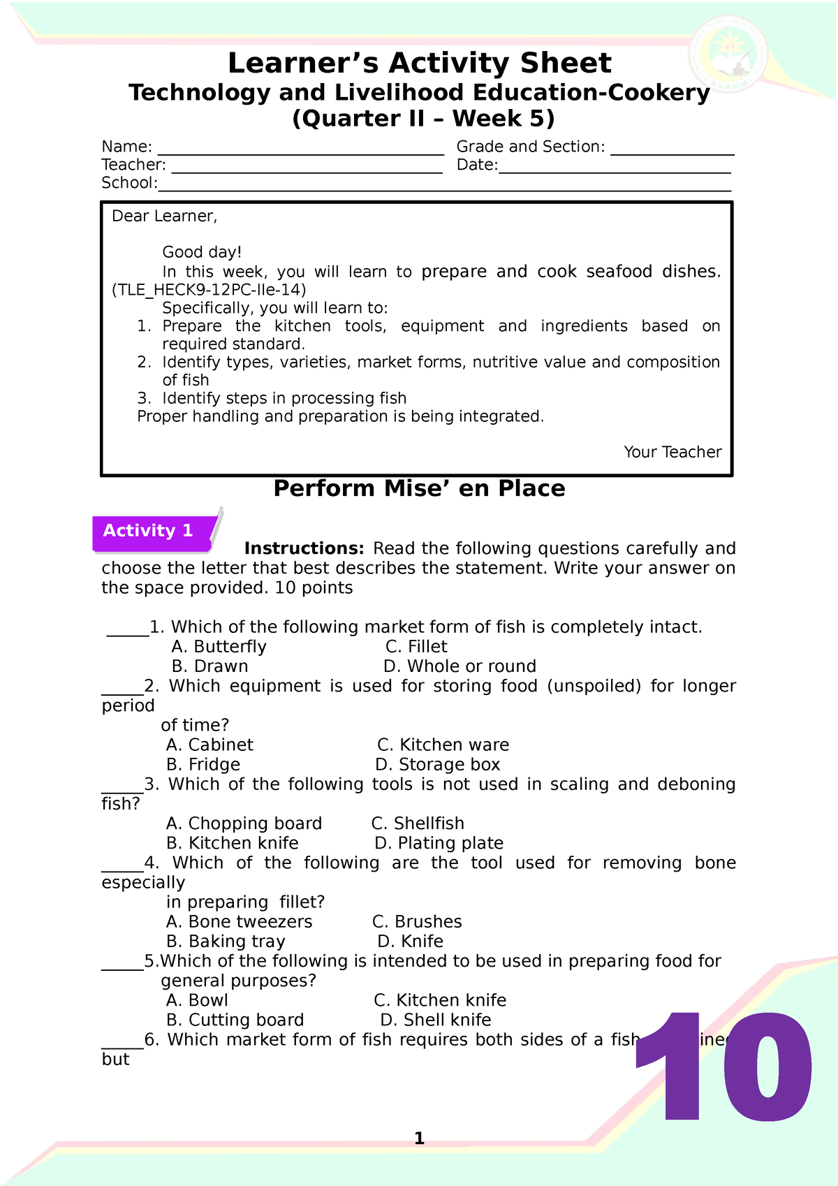 G10 TLE Cookery Q2 W5 - TOOLS AND EQUIPMENT NEEDED IN PREPARING AND ...